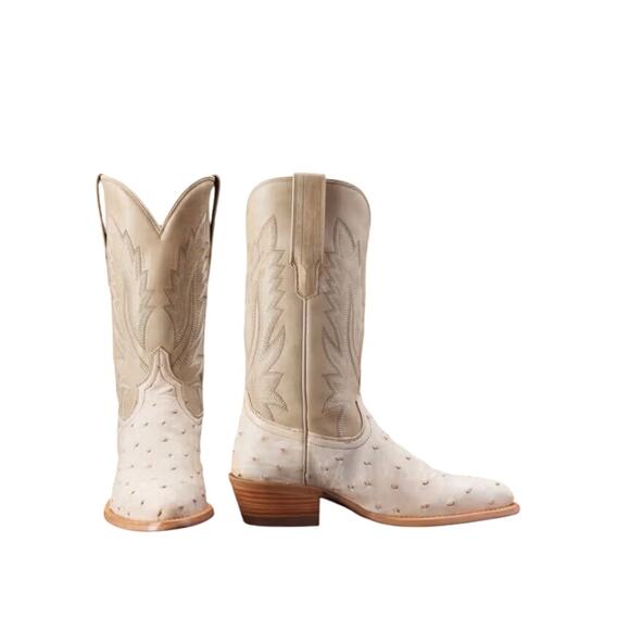 Tecovas Jamie Ostrich Cowgirl Boot in Pearl - Sz 7 - Picture 1 of 13
